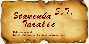 Stamenka Taralić vizit kartica